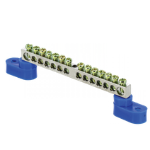 Изображение товара EKF PROxima Шина "0" N (6x9мм) 14 отв. цинк 2 синих угловых изолятора.