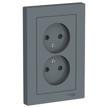 Изображение товара Systeme Electric AtlasDesign Грифель Розетка б/з двойная, со шторками,16А, в сборе