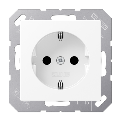 Изображение товара JUNG A Flow/A 550 Белый матовый Розетка  16A 250V с заземлением, SCHUKO