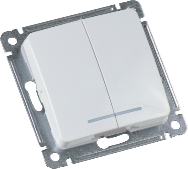 Изображение товара Hegel Мастер внутр Белый ВС10-452 Выключатель 2-клавишный, с индикацией, механизм