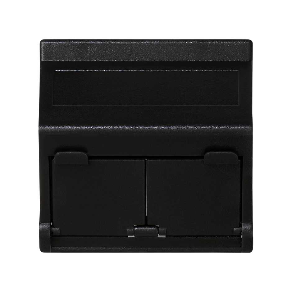 Изображение товара Simon Connect Графит Плата наклонная с крышками на 2 модуля MD (RJ45, оптоволокно), 45х45мм