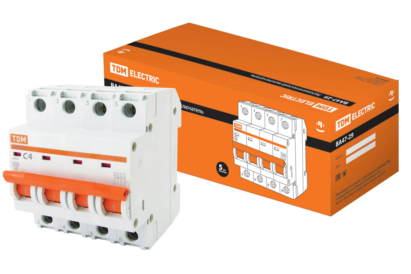 Изображение товара ВА47-29 4Р: вводно-распределительное устройство 4А, 4,5кА, С