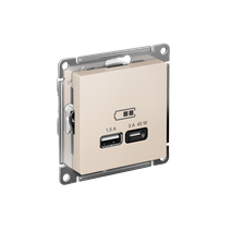 Изображение товара Systeme Electric AtlasDesign Беж USB Розетка A + тип-C 45W высокоскор.заряд. QC,PD, мех.