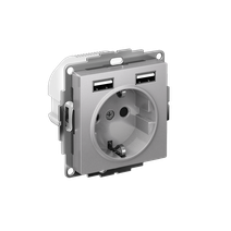 Изображение товара Systeme Electric AtlasDesign Алюминий SO + USB Розетка A+A, 5В/2,4А, 2х5В/1,2А, механизм