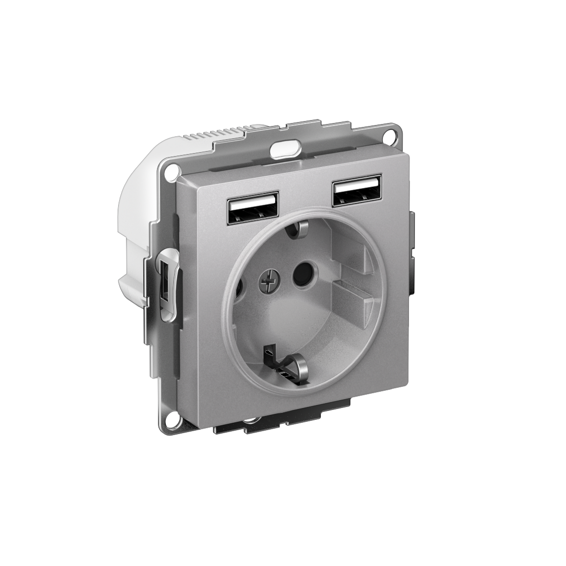 Изображение товара Systeme Electric AtlasDesign Алюминий SO + USB Розетка A+A, 5В/2,4А, 2х5В/1,2А, механизм