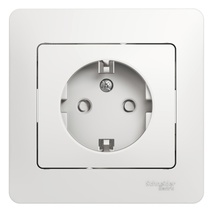 Изображение товара Systeme Electric Glossa Бел Розетка с/з со шторками (в сборе с рамкой)