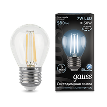 Изображение товара Gauss Лампа Filament Шар 7W 580lm 4100К Е27 LED