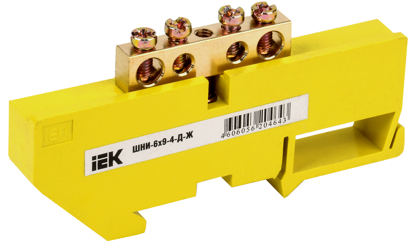 Изображение товара IEK ШНИ-6х9-4-Д-Ж - шина с изолятором, латунная, DIN-изолятор