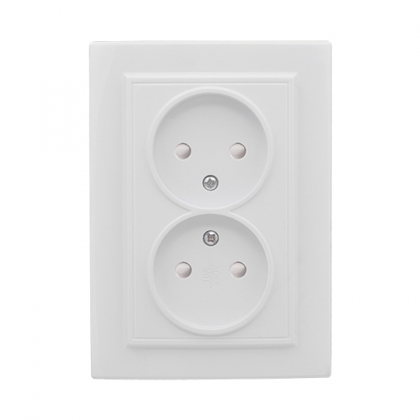 Изображение товара EKF Basic Минск Белый Розетка 2-ая, б/з, со шторками, 10А, СП.