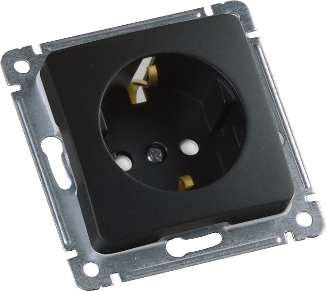 Изображение товара Hegel Мастер внутр Черная РС16-412-08 Розетка с/з, со шторками, механизм