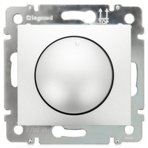 Изображение товара Legrand DIY Valena Алюм Светорегулятор поворотный 40-400W для ламп накаливания (вкл поворотом).