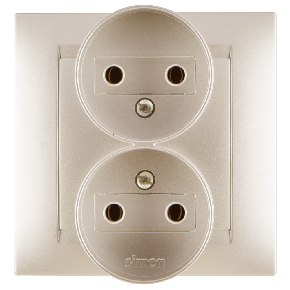 Изображение товара Simon 15 Шампань Розетка 2-ая б/з, 16А, 250В, винт.зажим