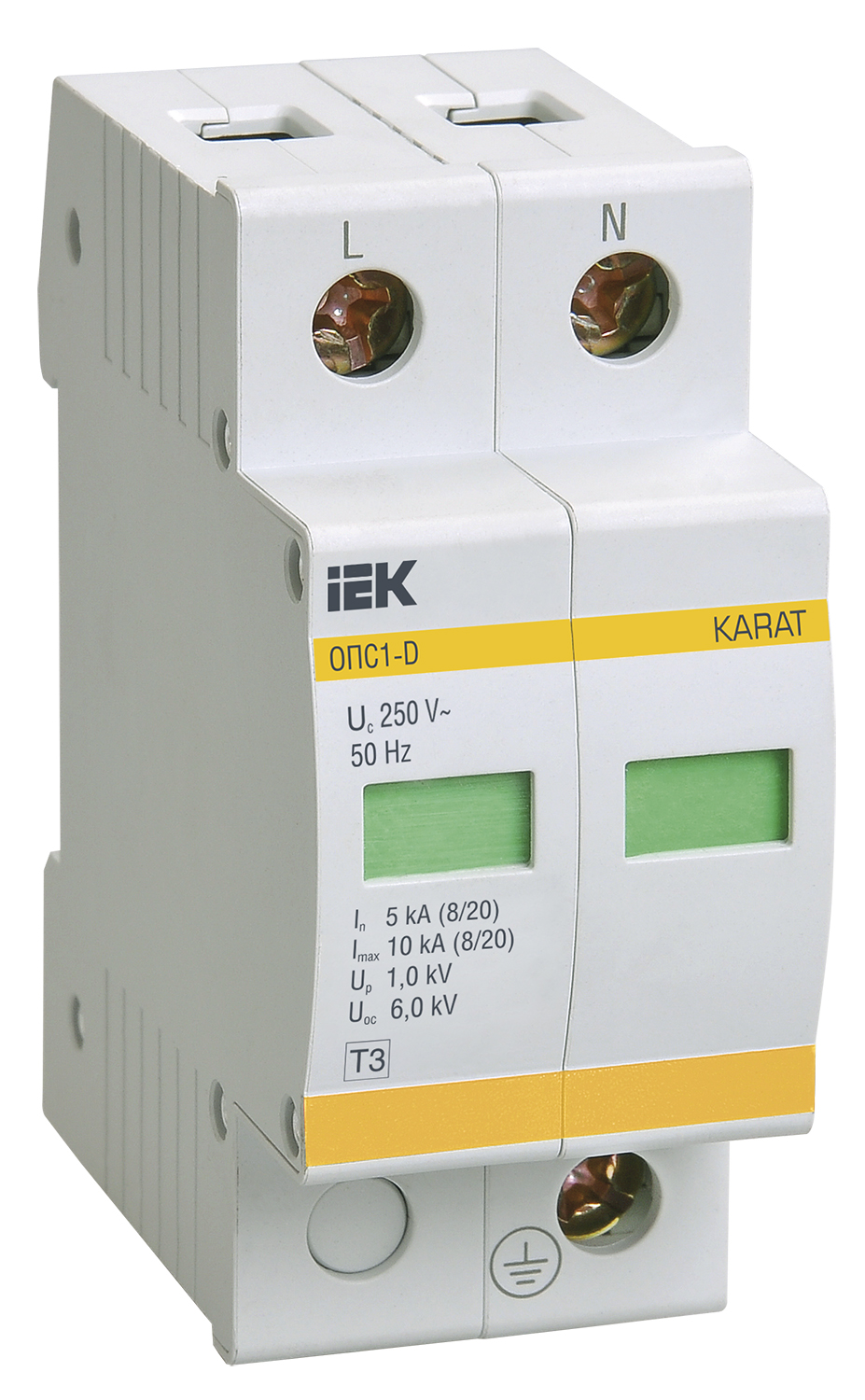 Изображение товара IEK KARAT Ограничитель имп. перенапр. ОПС1-D 2Р In=5kA Un=230B Im=10kA