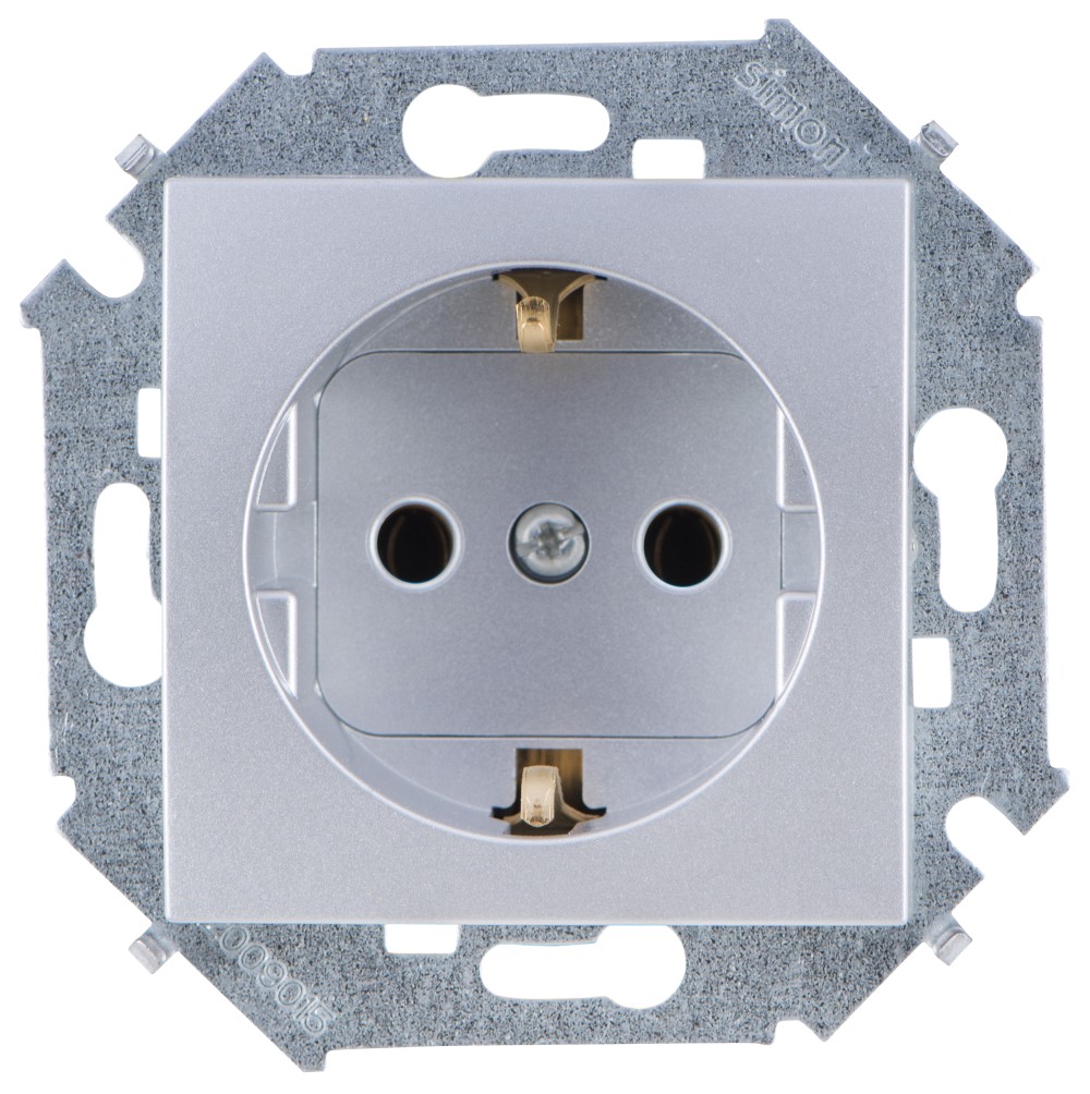 Изображение товара Simon 15 Алюминий Розетка с/з, 16А, 250В, винт.зажим