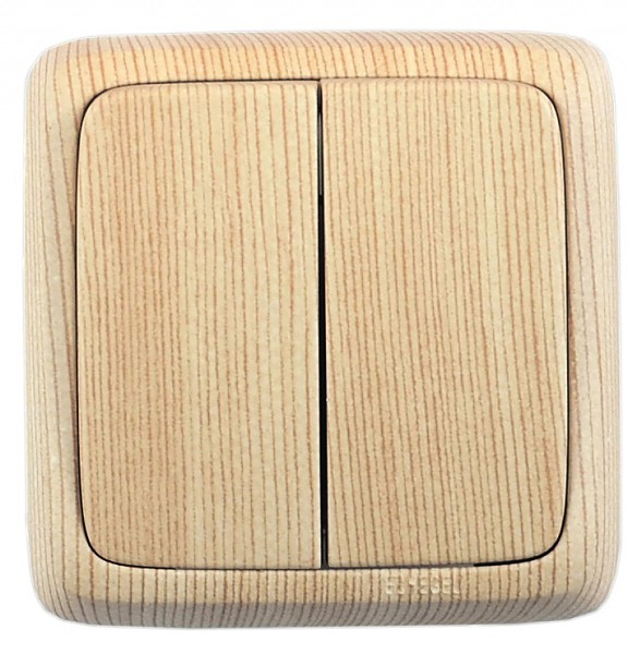 Изображение товара Hegel Альфа наруж Сосна ВА10-153-02 Выключатель 2-клавишный с изол. пластиной