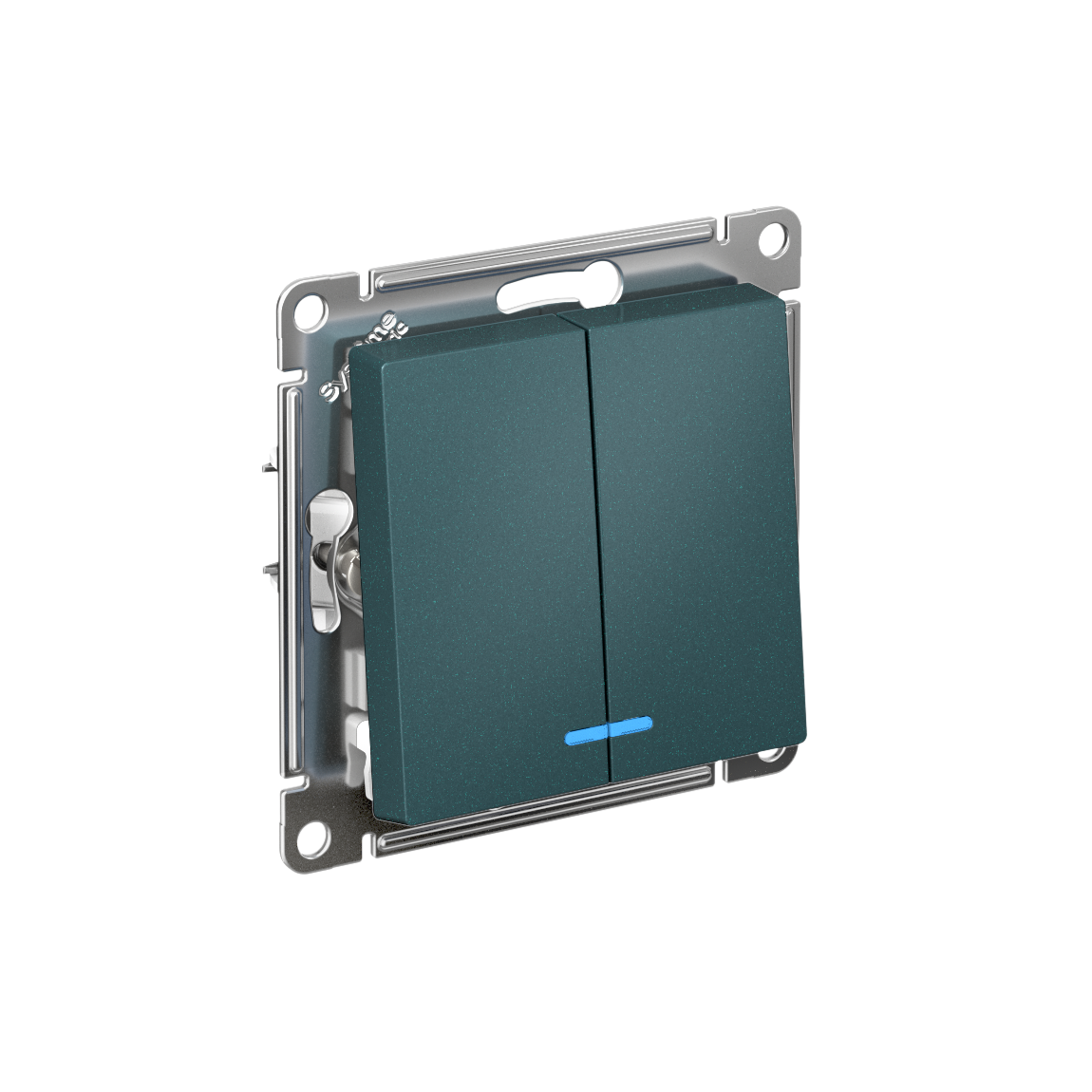 Изображение товара Systeme Electric AtlasDesign Изумруд Выключатель 2-клавишный с подсветкой, сх.5а, 10АХ, механизм