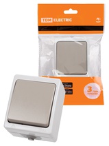 Изображение товара TDM Переключатель на 2 направления 1-кл. открытой установки IP54 10А серый "Вуокса"