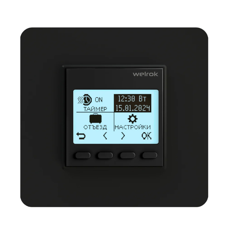 Изображение товара Welrok pro bk Терморегулятор 16 А, 3000 ВА, пол 5..60 °С, возд. 5…35 °С