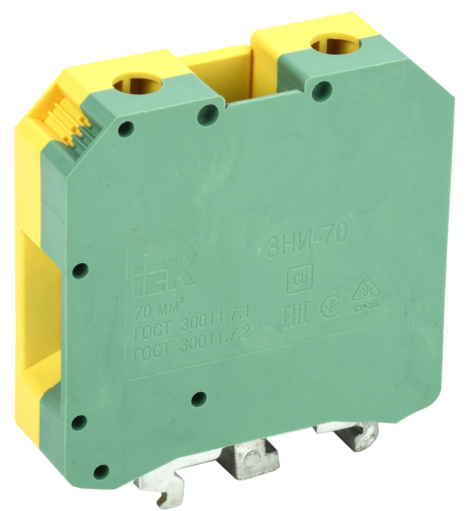 Изображение товара IEK ЗНИ-70PEN клемма на DIN-рейку, 250 А, 16-70 мм², 69.5 мм