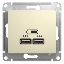 Изображение товара Systeme Electric Glossa Беж Розетка USB 5В/2,1А, 2х5В/1,05мА