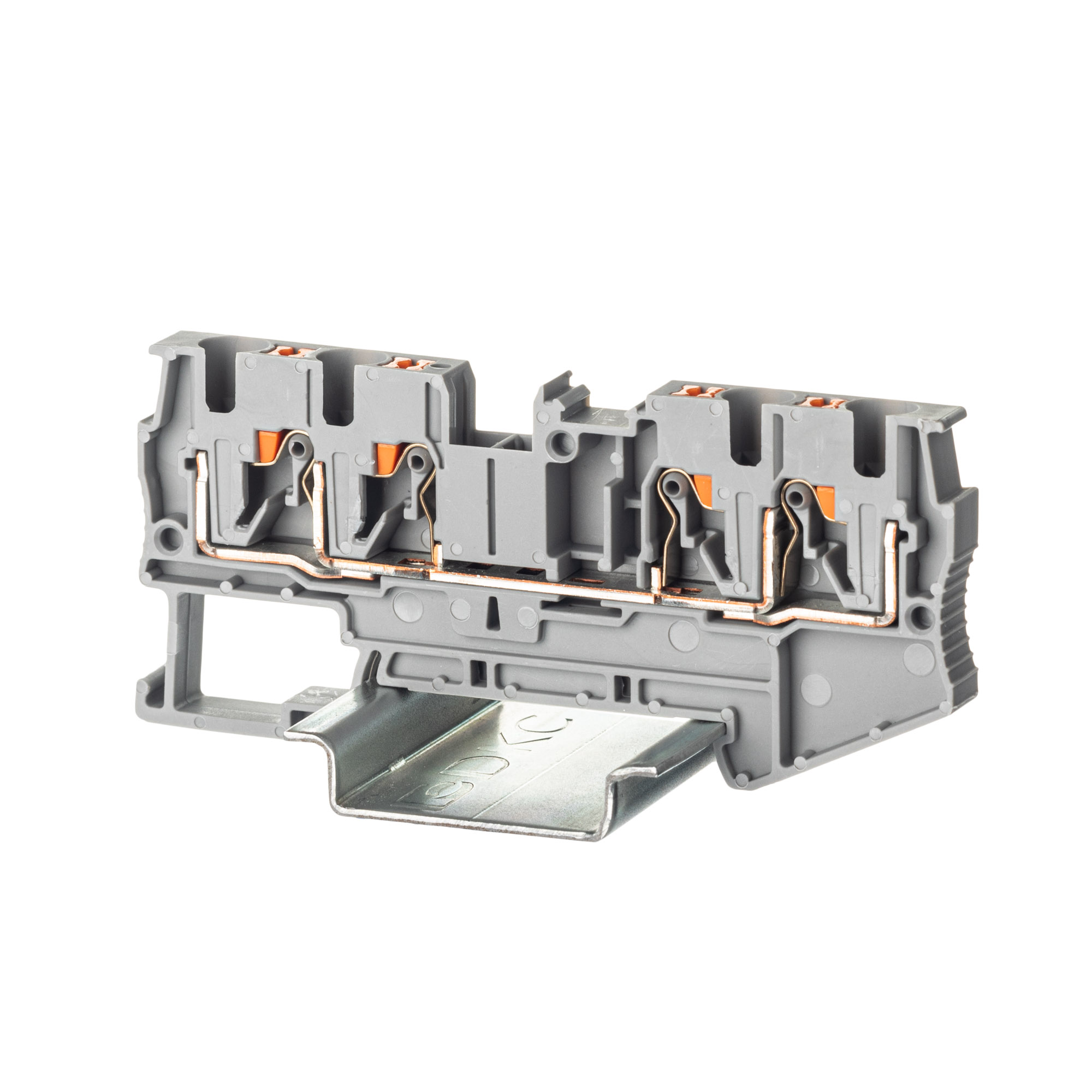 Изображение товара DKC Nuputuk Клемма проходная, зажим push-in, 4 точки подключения, 4 кв.мм, серая