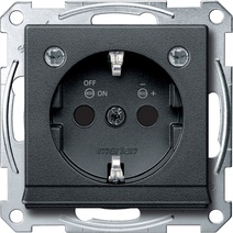 Изображение товара Schneider Electric Merten SM Антрацит Розетка Schuko с модулем светодиодной подсветки, с защитными шторками, безвинт. зажим
