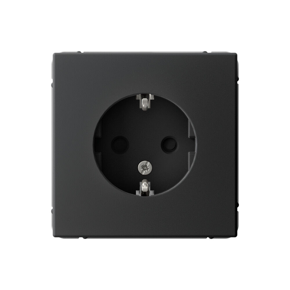 Изображение товара Systeme Electric ArtGallery Карбон Розетка с заземлением со шторками, 16А, механизм