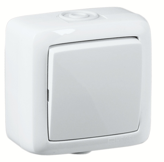 Изображение товара Hegel Альфа наруж Белый ВА10-261 Переключатель 1-клавишный, брызгозащищенный