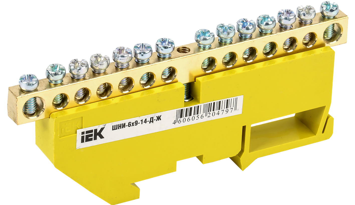 Изображение товара IEK Шина PE земля на DIN-изол ШНИ-6х9-14-Д-Ж