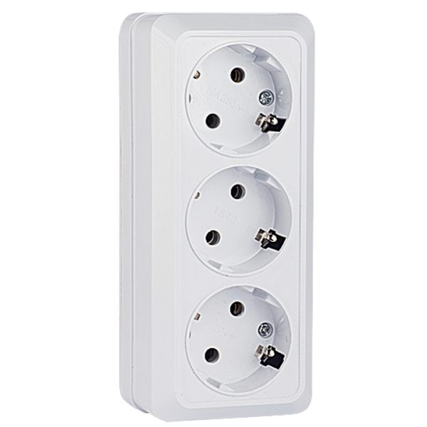 Изображение товара EKF PROxima Рим Розетка 3-местная 16А с заземлением белая.