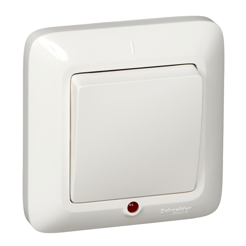 Изображение товара Schneider Electric Wessen Прима внутр Бел Выключатель 1-клавишный с подсветкой 6А (в сборе) (опт.упак.)