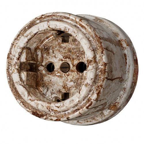 Изображение товара РозеткаBironi Лизетта Керамика Мрамор С заземляющим контактом