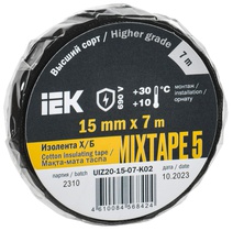 Изображение товара IEK MIXTAPE 5 Изолента Х/Б 15мм 7м