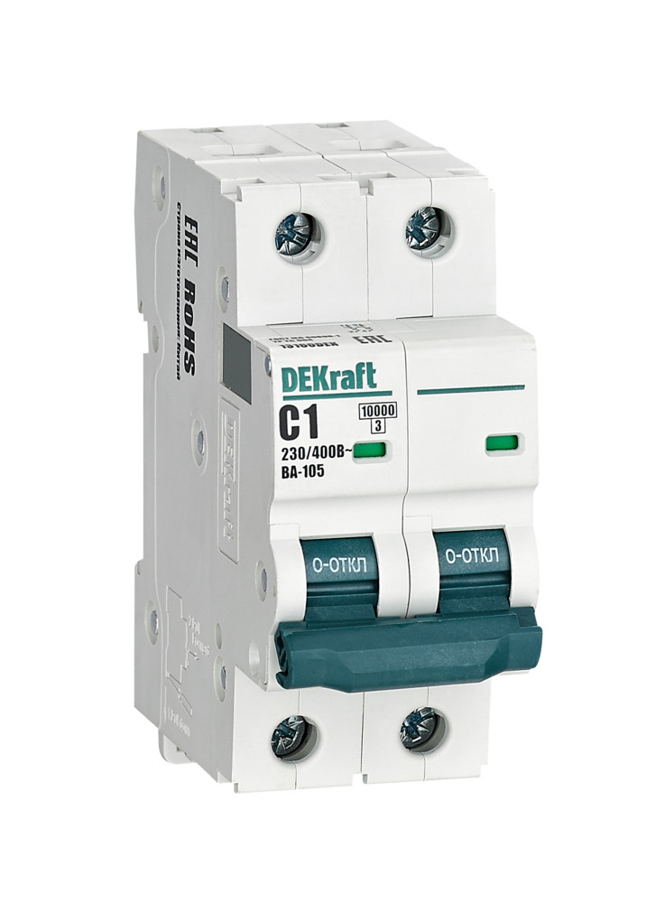 Изображение товара Dekraft ВА105-2P-001A-C — авто-выключатель 1A, 220V, 10kA, IP20
