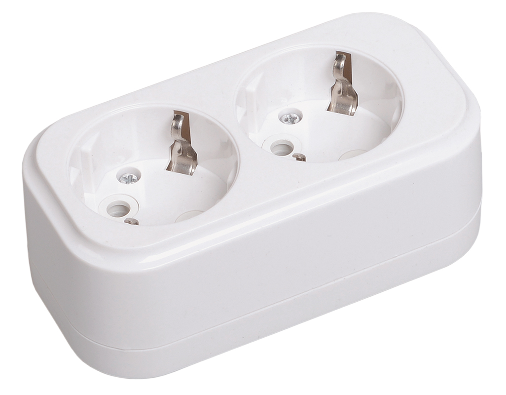 Изображение товара IEK К02 CLASSIC — розетка 2 секции, без кабеля, белая