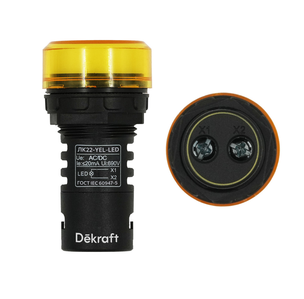 Изображение товара Dekraft Лампа комм. ADDS D22 LED жел. 220В AC/DC ЛK-22