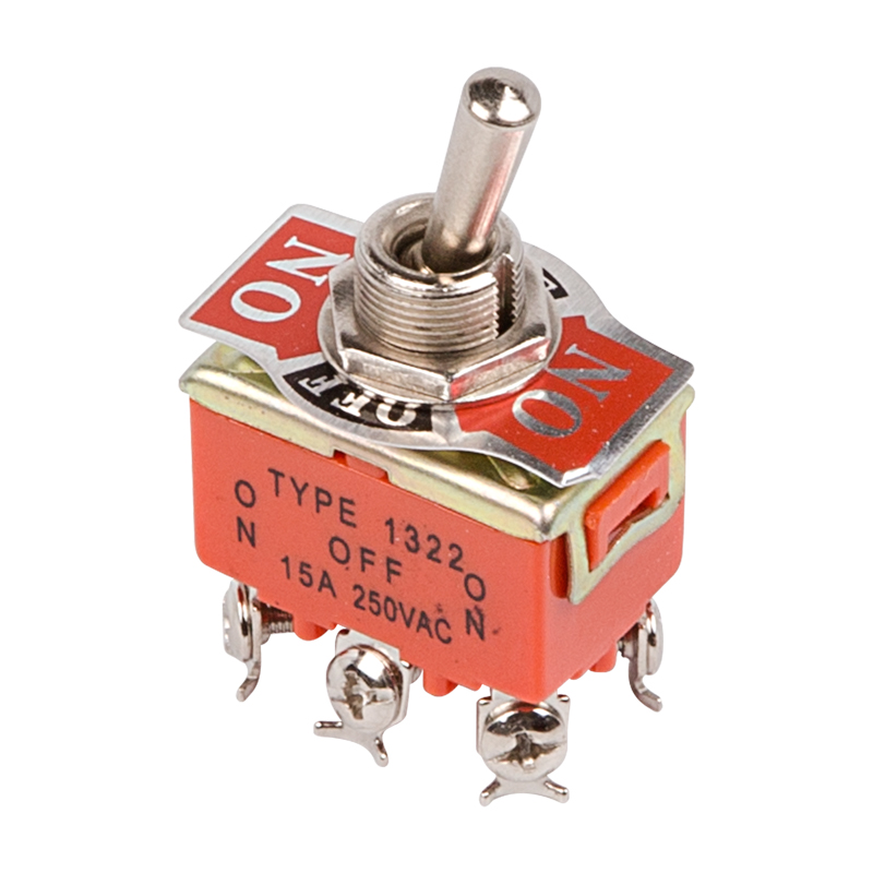 Изображение товара REXANT Тумблер 250V 15А (6c) ON-OFF-ON двухполюсный.