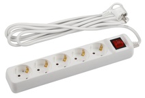 Изображение товара Удлинитель ЭРА U-5es-5m-3x1,5, 5 розеток, 5 м, заземление, выключатель