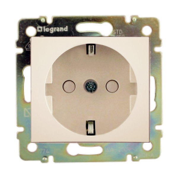 Изображение товара Legrand DIY Valena Крем Розетка 1-ая с/з с защитными шторками.