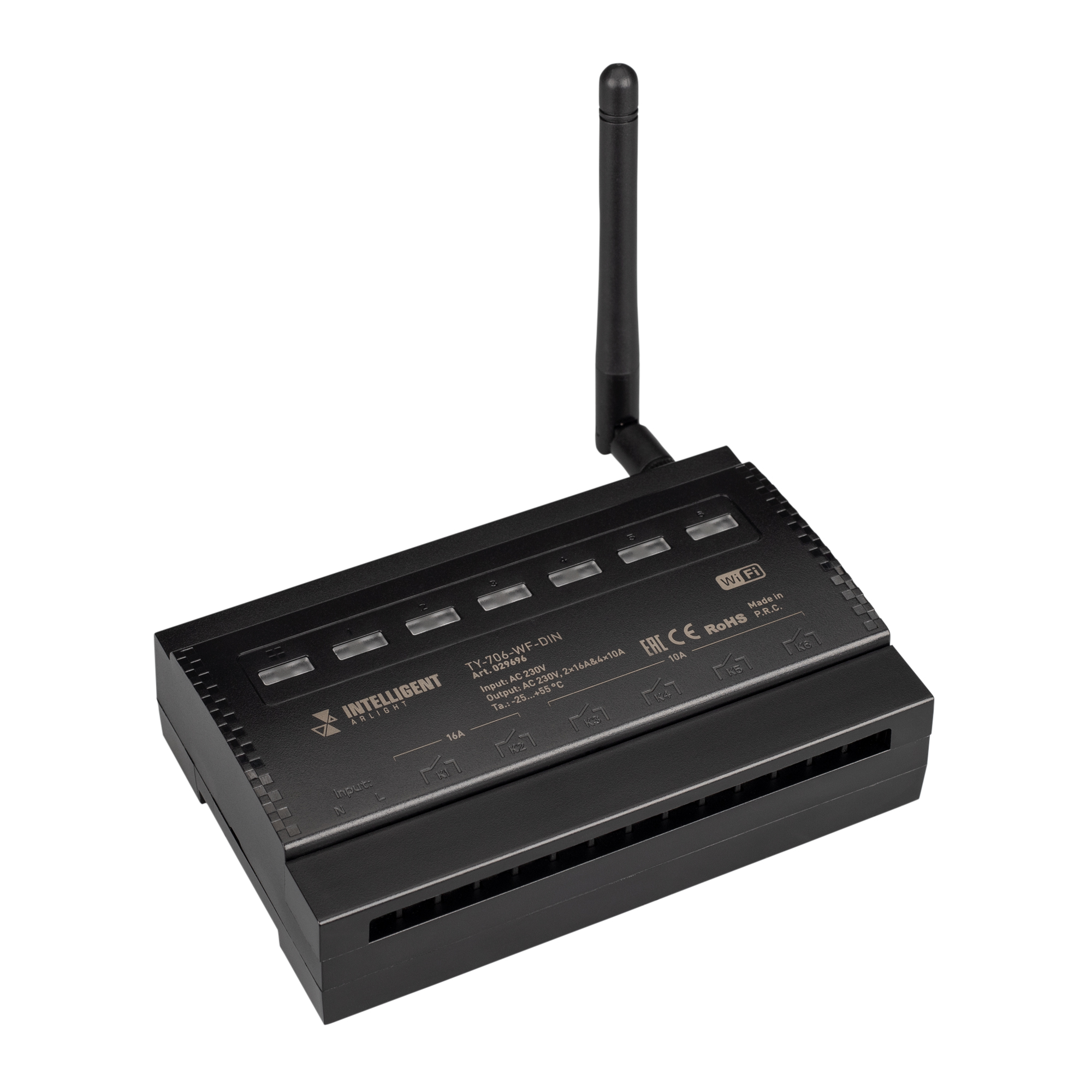 Изображение товара Arlight INTELLIGENT Релейный модуль TY-706-WF-DIN (230V, 2х16A + 4х10А) (INTELLIGENT -) Изображение товара Arlight INTELLIGENT Релейный модуль TY-706-WF-DIN (230V, 2х16A + 4х10А) (INTELLIGENT -)