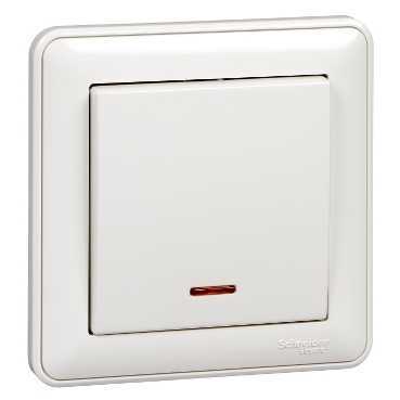 Изображение товара Systeme Electric Wessen 59 Бел Выключатель 1-клавишный с подсветкой 10А, (в сборе)