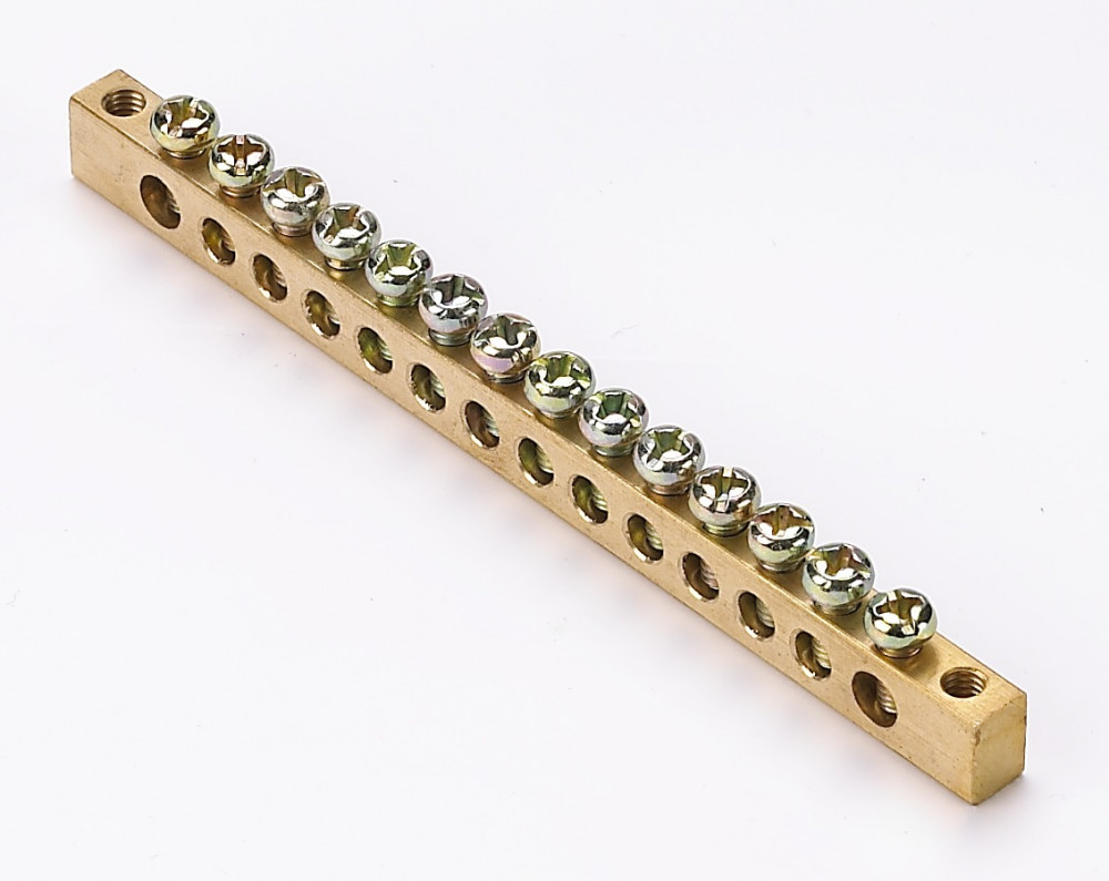 Изображение товара Dekraft Шина нулевая 14 гр., креп. по краям, сеч. 6x9 мм, дл. 115 мм, 100А, ШН-102