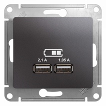 Изображение товара Systeme Electric Glossa Графит Розетка USB 5В/2,1А, 2х5В/1,05мА