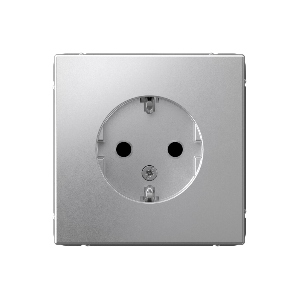 Изображение товара Systeme Electric ArtGallery Алюминий Розетка с заземлением со шторками, 16А, механизм