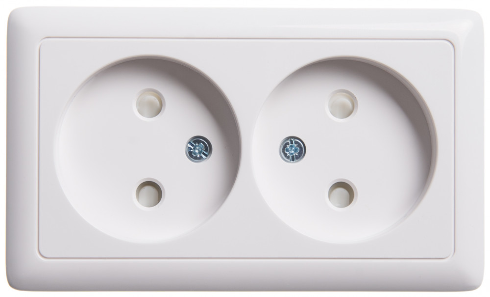 Изображение товара Розетка Systeme Electric ХИТ двойная без заземления со шторками 16 А