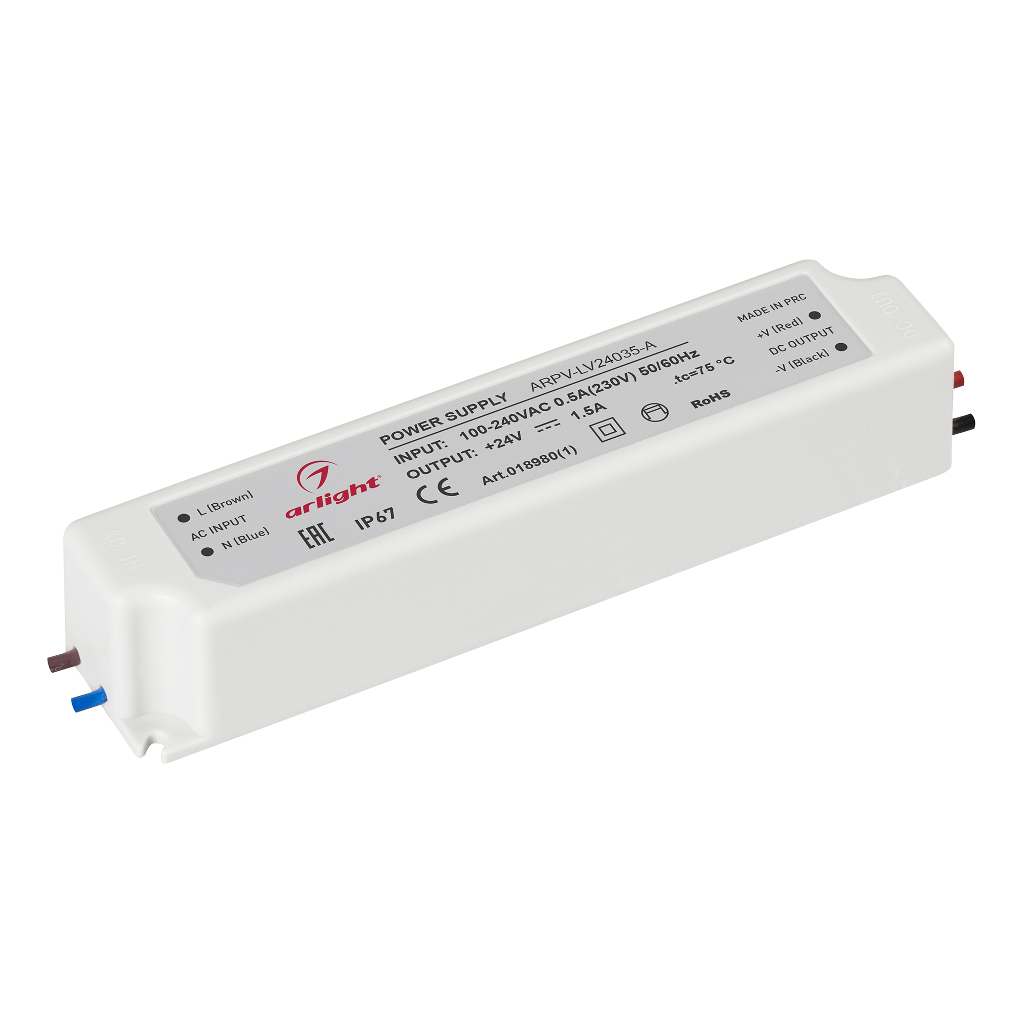 Изображение товара Arlight Блок питания ARPV-LV24035-A (24V, 1.5A, 35W) (IP67 Пластик, 3 года)