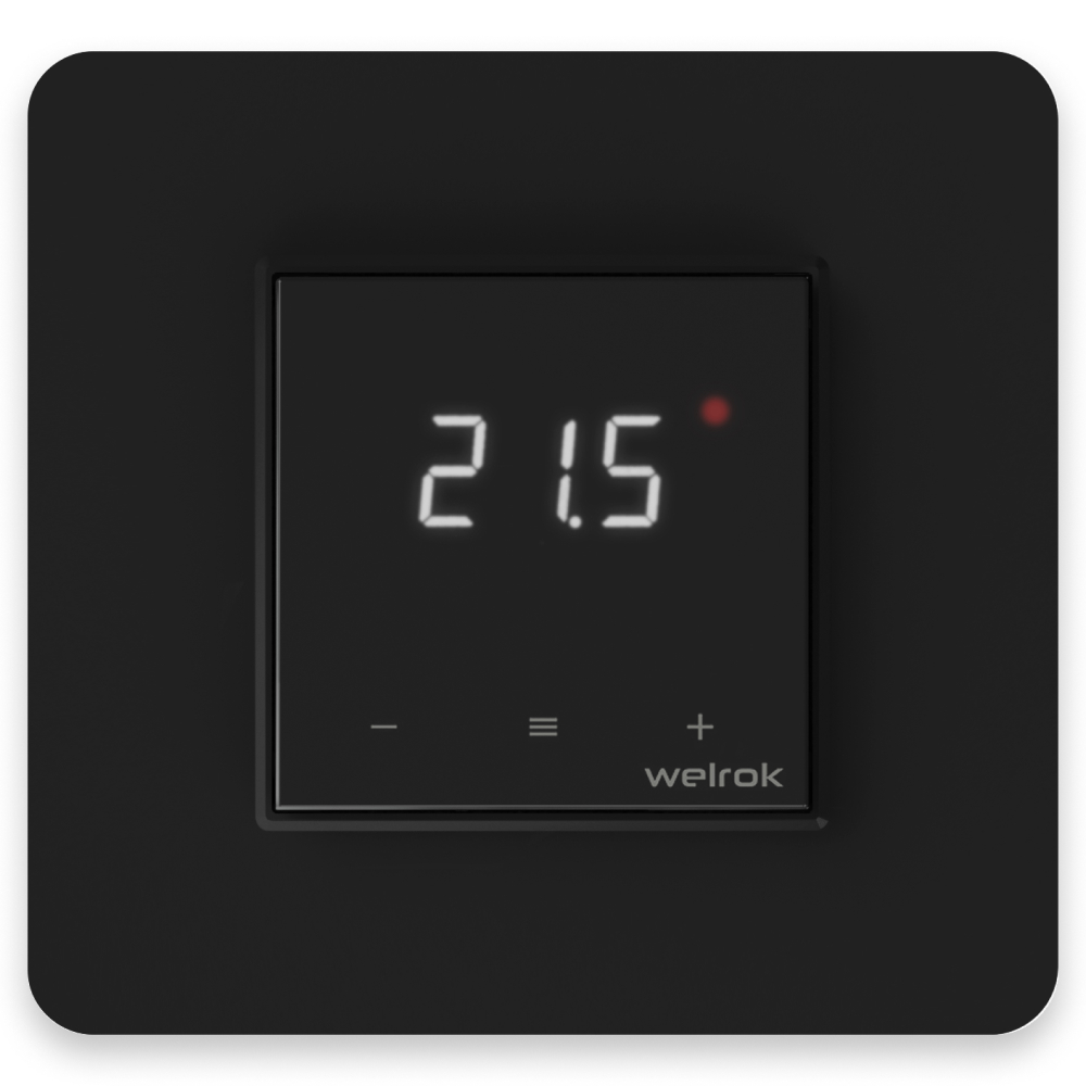 Изображение товара Welrok lis bk - терморегулятор с сенсорными кнопками, 5-40 °C, 16 А, 3000 ВА