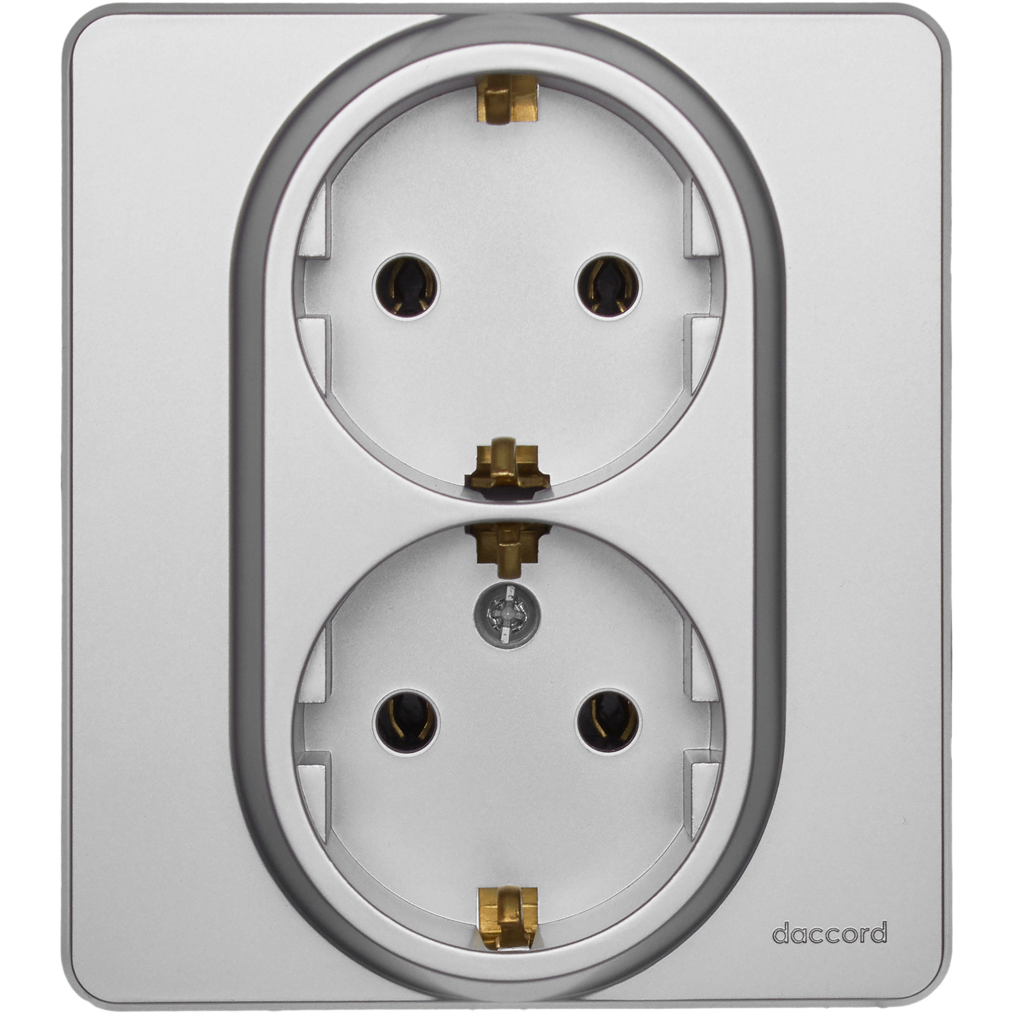 Изображение товара Legrand/Daccord INSPIRIA Алюминий Розетка 2 x 2К+З - немецкий стандарт - 16 А - 250 В.
