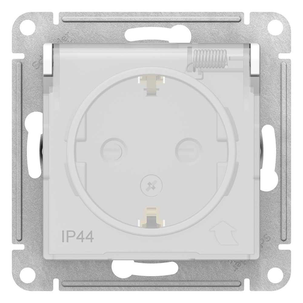 Изображение товара Systeme Electric AtlasDesign Aqua Бел Розетка с/з со шторками с крышкой, 16А, IP44, механизм