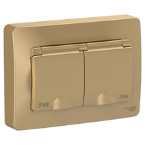 Изображение товара Systeme Electric Blanca внутр Титан Розетка 2-ая с/з IP44 со шторками, 16А, 250В